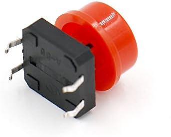 BAOMAIN PCB MOMEMARY TACT TACT TACT Press botem Dip 12x12x12mm com tampa vermelha 10pack