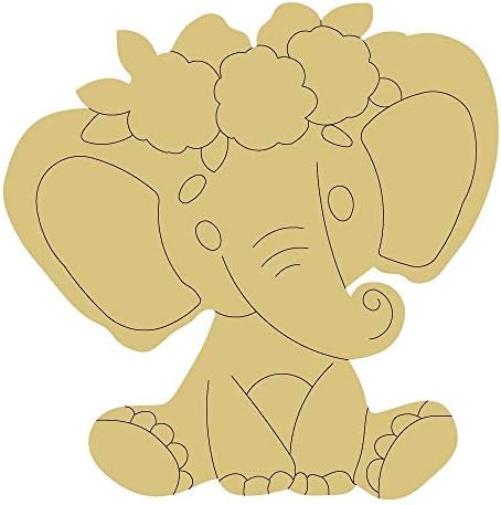 Design de elefantes por linhas recortes de madeira inacabada Animal Kids Sala Danger da porta