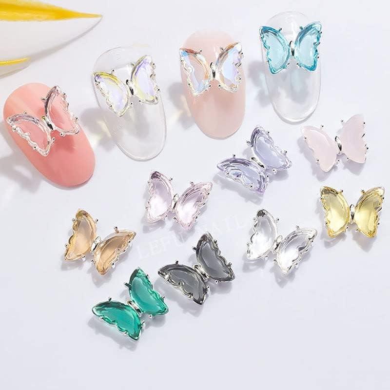 10pcs cristal glitter borboleta shinestone gelo clare aurora diamante de borboleta de 10 * 12 mm jóias