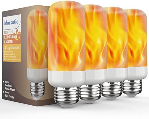 Morsatie 【Upgraded】 Lâmpadas de chama LED, 4 modos Bulbos tremeluzentes com sensor de gravidade,