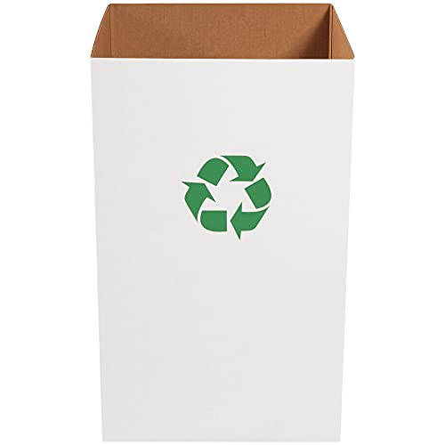 Lixo de lixo ondulado com logotipo de reciclagem, 50 galões, 18 x 18 x 36 , branco, 10/pacote