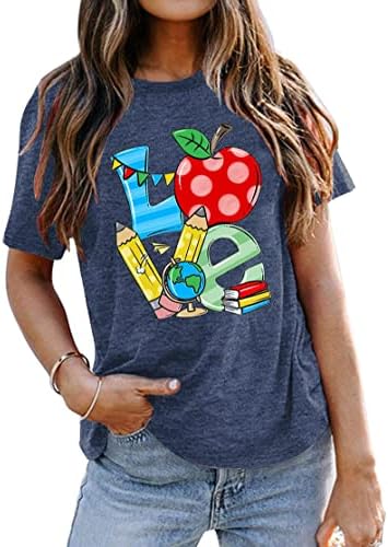 Camisas de professores hutut para mulher de verão Tops de gráfico fofos do jardim de infância do ensino de