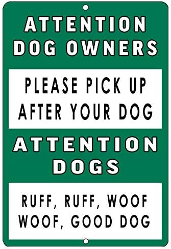 Rogue River Tactical Funny Yard Dog Metal Tin Sign Atenção de cães donos, por favor, pegue depois do