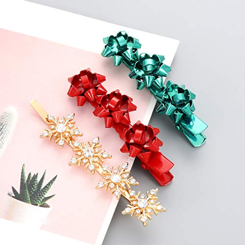 Anglesjell Christmas Gift Clips de cabelo arco clipes de natal presente pino de cabelo arco para mulheres