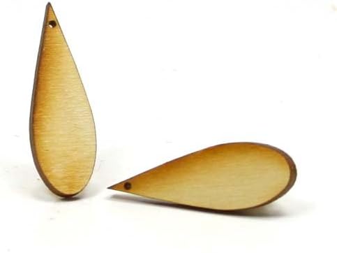 MyLittlewoodshop - PKG de 6 - Teardrop - 1-1/2 polegadas por 1/2 polegada com 1,05 orifício 1/8 polegada de madeira inacabada de espessura