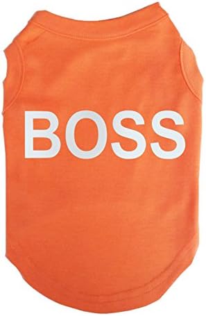 TopsoSoso Loja de moda Boss Carta Impressão de Cotton Dog T-shirt Multi Color for Chotar-Orange M…