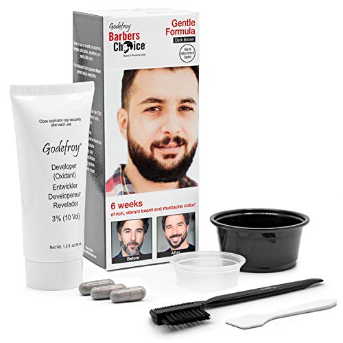 GodeFroy Barbers Choice 3 Aplicação barba e corante de bigode para homens, 6 semanas de cobertura para