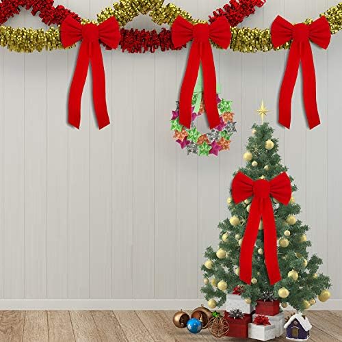 Uratot 12 pacote de veludo vermelho arcos de natal férias arcos de Natal Decoração de grinaldas de natal, 9 x 16