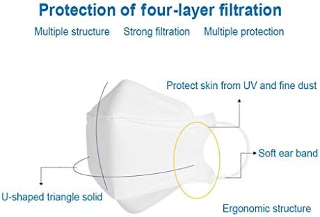 KF94 máscara de segurança facial descartável, bege, embalagens ecológicas - 5 máscaras em 1 pacote,