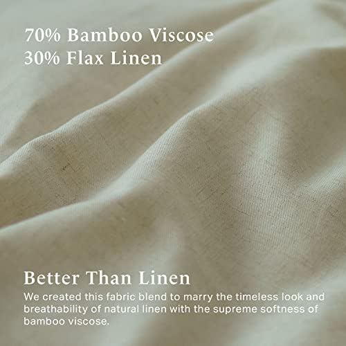 Lasuens Bamboo Linen Duvet Capa Conjunto de 70% de bambu 30% linho natural - 3pc Conjunto