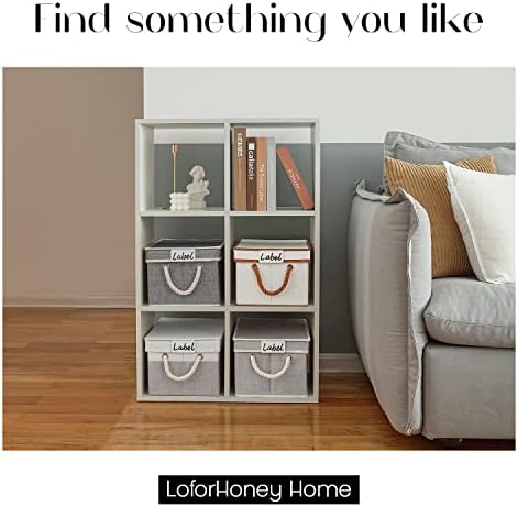Loforhoney Home Bundle-Bins de armazenamento com algodão lide com lidades grandes de 4 maconha cinza claro,