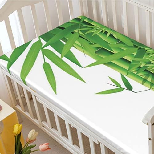 Mini folhas de berço com temas de bambu, lençóis de berço portáteis folhas de colchão de criança macia para