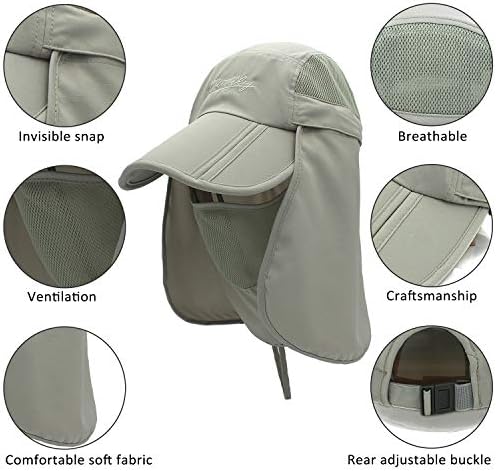 Chapéu de pesca de PanPacsight com cobertura de rosto Cap de proteção solar do pescoço UPF 50+