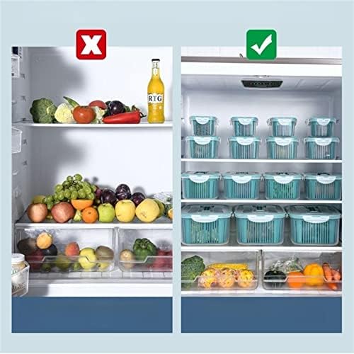 Recipientes de armazenamento de frutas para geladeira, 5 tamanhos, com cesta de drenagem e tampa, adequados