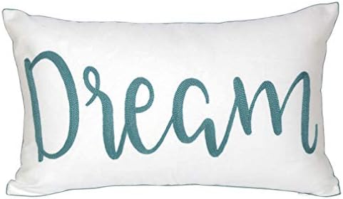Decovoo bordado bordado citação inspiradora capa de travesseiro com padrão de sonho, capa de travesseiro de lona
