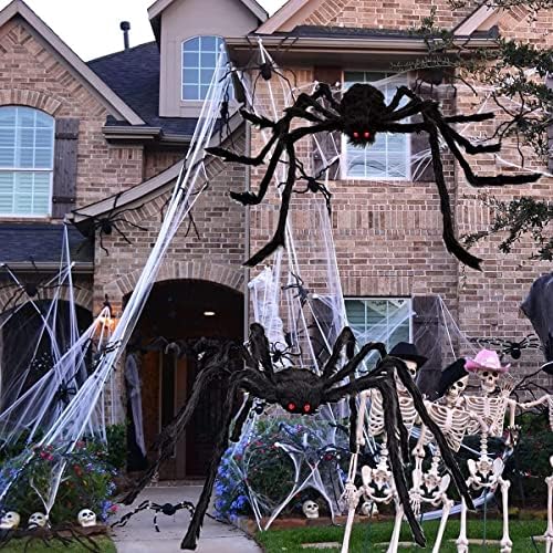 Conjunto de decorações de aranhas de Halloween Sugaroom, 2pcs 79 aranhas gigantes, teia de aranha