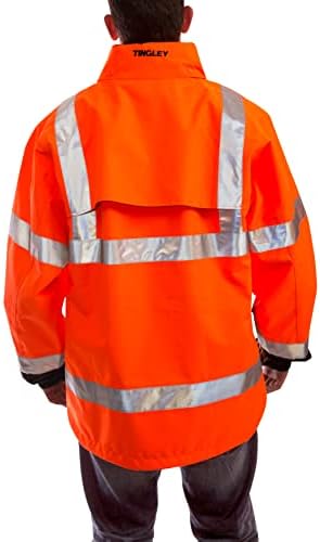 Tingley Standard Icon Jacket High Visibility com capuz anexado, fluorescente laranja-vermelho/preto,