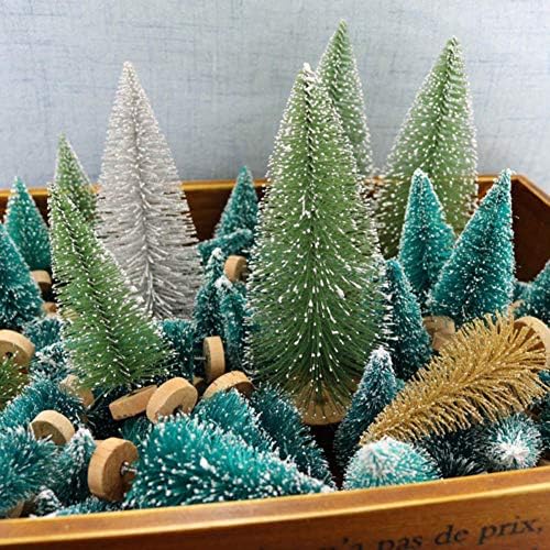 Mini Árvore de Natal, 8pcs Mini Árvores de Natal Snowy Pines Festas de Natal Decoração de férias - bege
