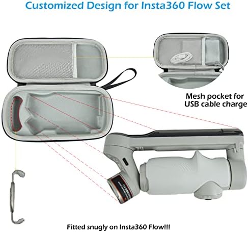 Xingfudao Caso Hard para Insta360 Flow AI Smartphone Stabilizer Conjunto, caixa Insta360 com bolso de malha