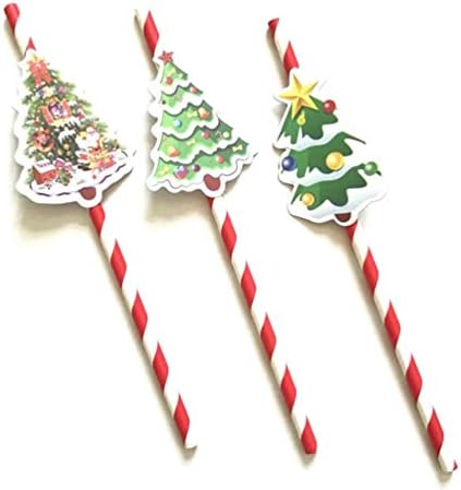 Nuobesty 6pcs canudos de papel de Natal Ambiental Decorativo Decoração de Natal Acessório de