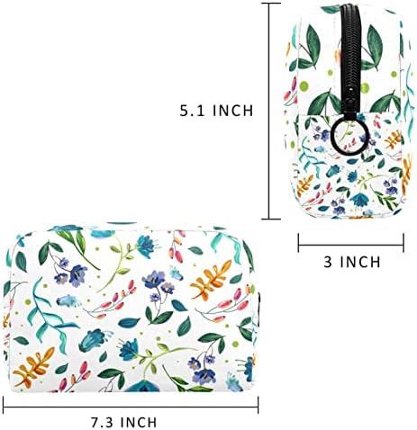 Flores pintadas coloridas de batural Bag de maquiagem grande e fofo portátil zíper portátil bolsa