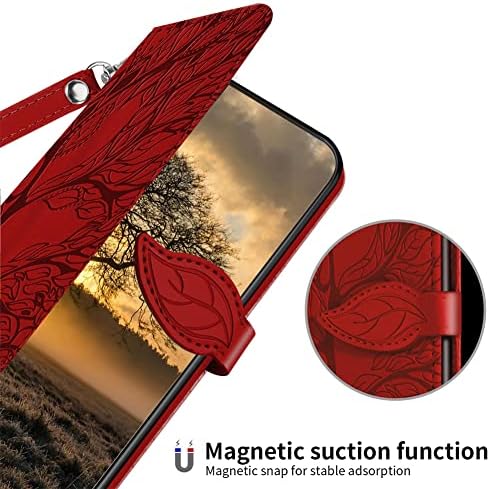 Gyhoya Compatível com Samsung Galaxy S23 Caso da carteira feminino fólio de couro com pulso Strap Kickstand Magnetic