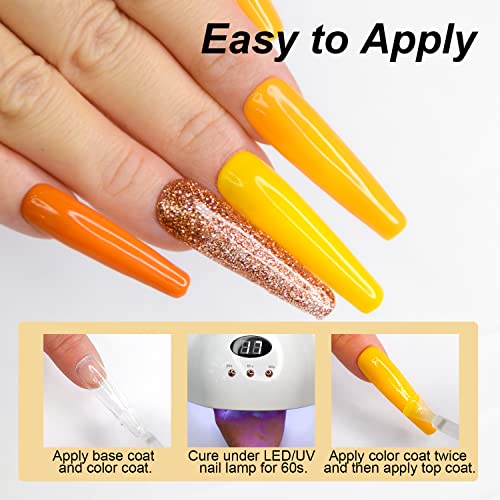kit de esmalte EODCI GEL, esmalte UV Gel Polish 6 Cores Série de Glitter Orange Amarelo Brown Mergulhe