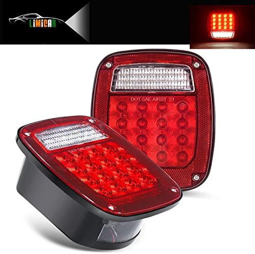 Luzes traseiras LIMICAR RV, quadrado 43 luzes de reboque de LED, kit de luz de trailer vermelho/branco