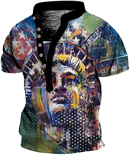 Summer Mens Camiseta Menção Botão curta Camiseta de coloração de cor ao ar livre Camisa de homem