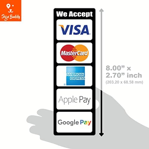 Aceitamos Visa MasterCard Discover AE Amex Apple Pay Google Pay Logotipo de cartão de crédito móvel Sinais de serviço