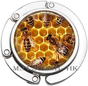 Honey Bee Purse Hook Save the Bees Jewelry Glass Dome Cabcohon Charm Bag Ganche Gancho de jóias de jóias para