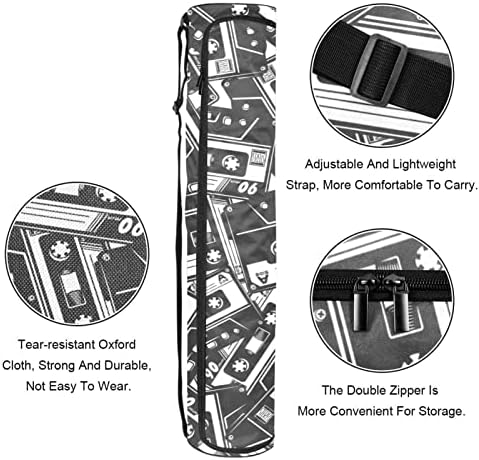 Retro Cassette Tape Yoga Mat Bags Full-Zip Yoga Carry Bolet para homens, Exercício de ioga transportadora