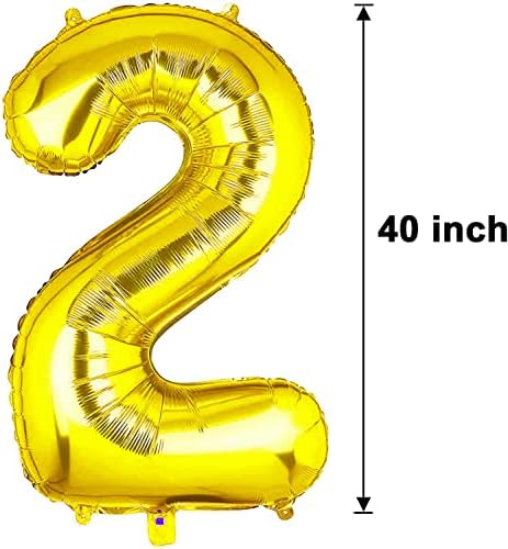 Balão de grande número de número de ouro de 40 polegadas - balão de papel grande 2 para o chá de chá de bebê de