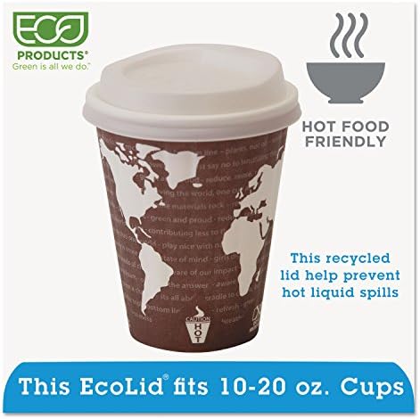 ECO-PRODUTOS ECOLID 25% Conteúdo reciclado tampas de xícara quente, encaixa de 10 a 20 onças de xícaras