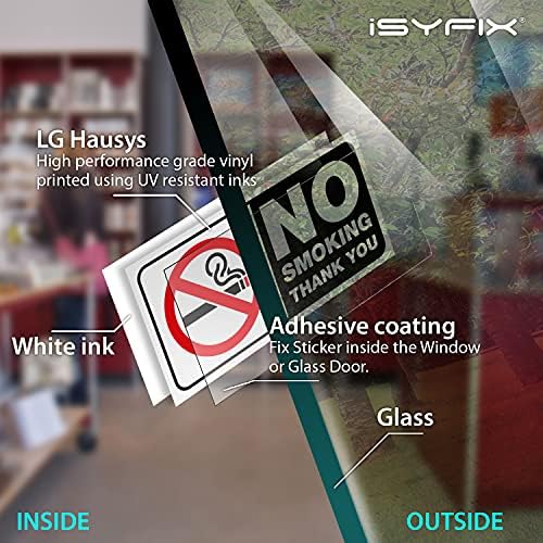 Isyfix não fumar adesivo Decalque para ônibus - 6 pacote de 4x2 polegadas - Vinil adesivo dianteiro premium para