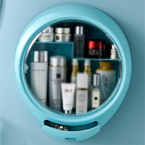 PDGJG banheiro montado na parede Porta de maquiagem redonda Caixa de armazenamento cosmético Organizador