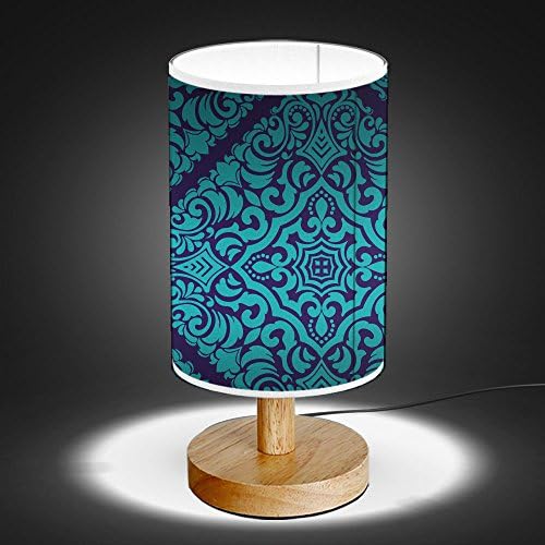 Artlights - Mesa de decoração de base de madeira/lâmpada de mesa/cabeceira [azul verde -azul]