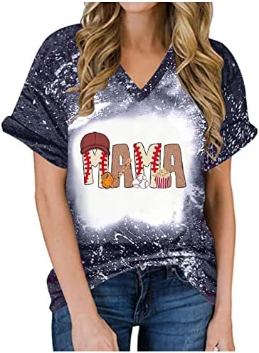 Mama letra camiseta feminina moda tie tops tops de verão jogo de beisebol mãe bluss