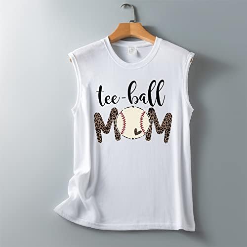 Camisa mamãe para mulheres Baseball DIA DO DIA DA Mãe Crewneck Letter Imprima Tops de camiseta sem mangas casuais