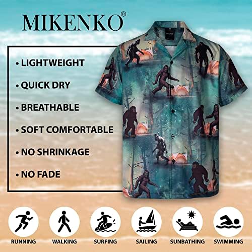 Mikenko Funny Hawaiian Shirt Tropical Short Manga Summer Beach Down Beer Bigfoot Hawaiian Shirts