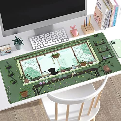 Fofo kawaii verde mesa de mesa tapete anime estética mousepad pixel arte xxl grande game mouse mouse laptop