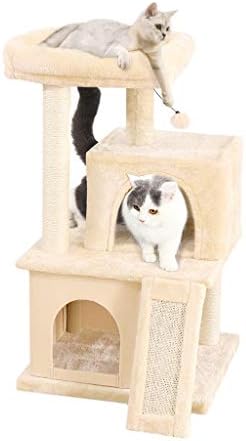 Scdcww Modern Cats Tree Cats Tower com postes de arranhões cobertos de sisal, condomínio espaçoso