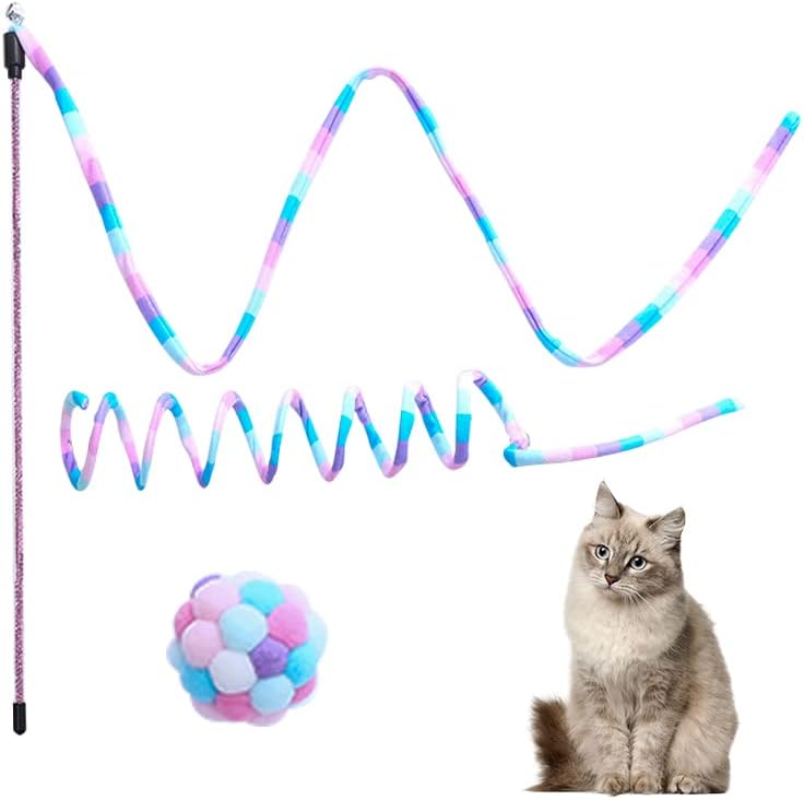 ADOGLUS TAYS TORYS PARA CAT Indoor, Cat Rainbow Wand Toys Balls Fuzzy Balls com Bell, Interactive Cat