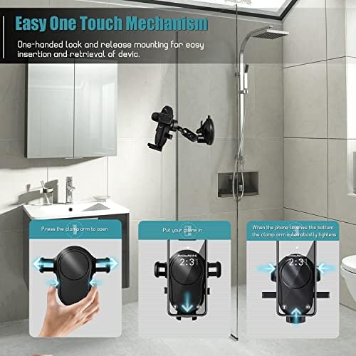 Karmus chuveiro portador de telefone, 360 ° de sucção rotação do suporte de telefone para banheiro/espelho/cozinha/parede/carro