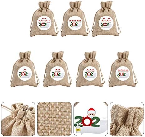 Kesyoo Goodie Bags 7pcs Bolsa de presente de linho de Natal Bolsas de presente