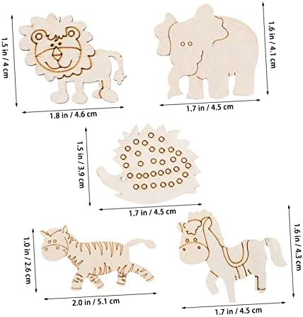 Aboofan 300 pcs lascas de madeira de animais desenhos animados animais de madeira animais populares
