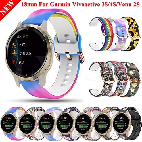 Banda de relógio inteligente de 18mm de 18mm para Garmin Venu 2s/Vivoactive 3s 4s Silicone Pulsembar