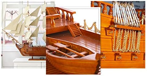 LMZ Modelo de barco a madeira de madeira sólida Modelo realista de colorido marrom vermelho Navio de luxo