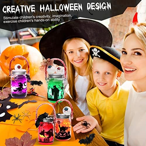 Halloween Diy Lanterna Jar Craft Kit de Halloween Velas sem chamas enlatando lanterna lanterna pista de velas