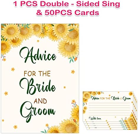 Conselhos para a noiva e o noivo, cartões temáticos de girassol - jogos de chuveiro de noiva para convidados,